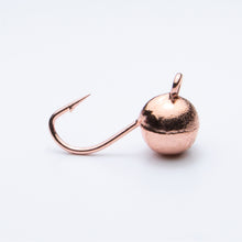 Load image into Gallery viewer, tungsten cannonball ice jig painted in copper
